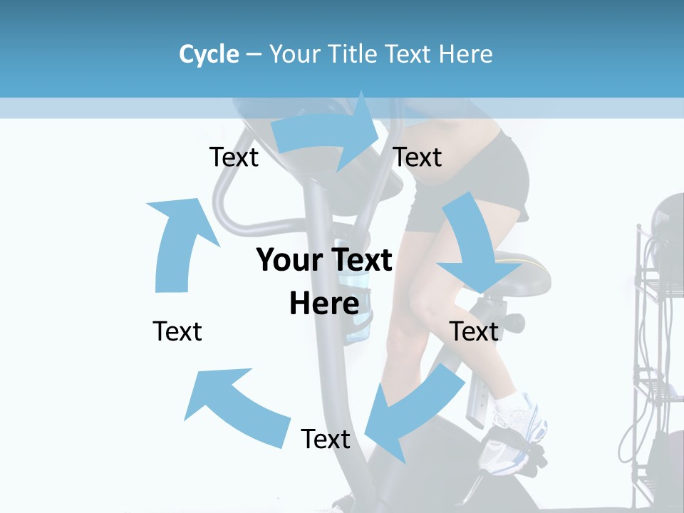 A Woman Is On A Stationary Exercise Bike PowerPoint Template