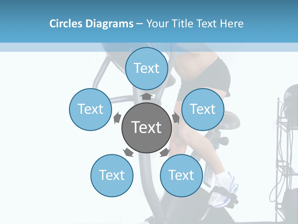 A Woman Is On A Stationary Exercise Bike PowerPoint Template