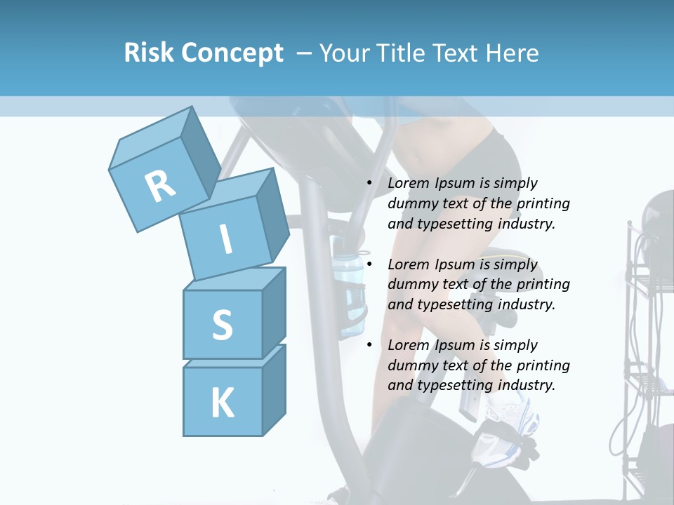 A Woman Is On A Stationary Exercise Bike PowerPoint Template