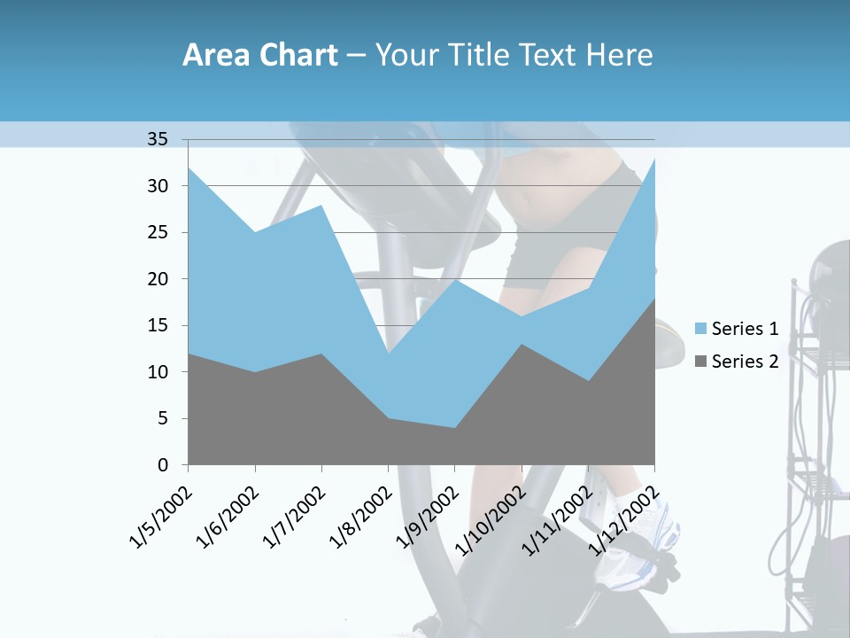 A Woman Is On A Stationary Exercise Bike PowerPoint Template