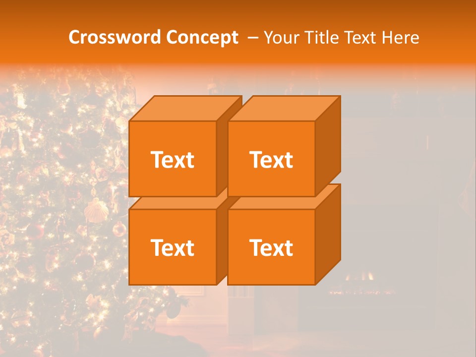 A Living Room At Christmastime Lit Only By The Fire And Christmas Tree. PowerPoint Template