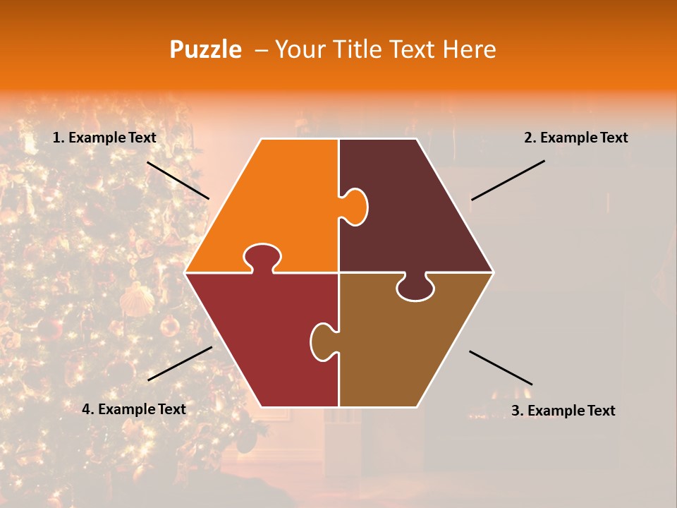 A Living Room At Christmastime Lit Only By The Fire And Christmas Tree. PowerPoint Template