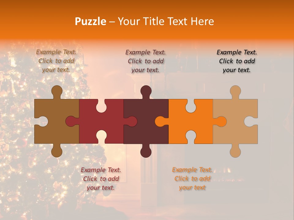 A Living Room At Christmastime Lit Only By The Fire And Christmas Tree. PowerPoint Template