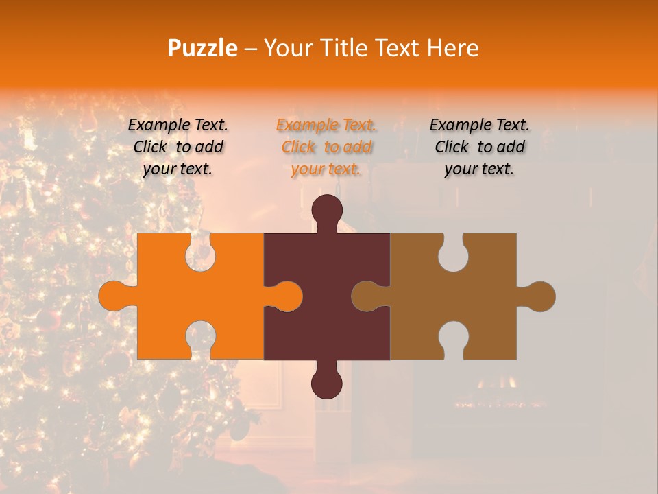 A Living Room At Christmastime Lit Only By The Fire And Christmas Tree. PowerPoint Template