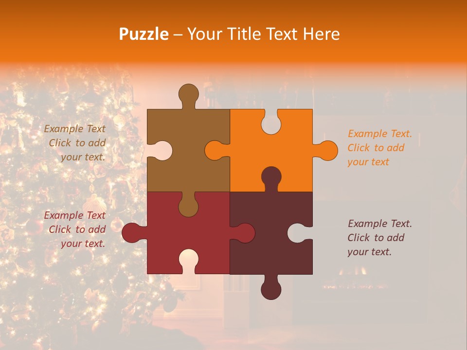 A Living Room At Christmastime Lit Only By The Fire And Christmas Tree. PowerPoint Template