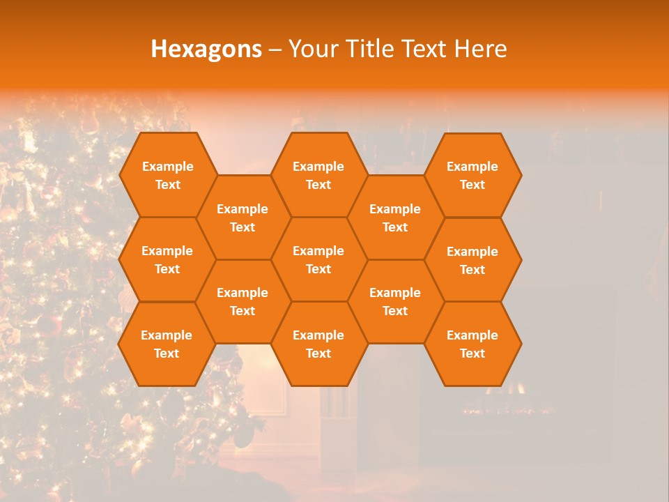 A Living Room At Christmastime Lit Only By The Fire And Christmas Tree. PowerPoint Template