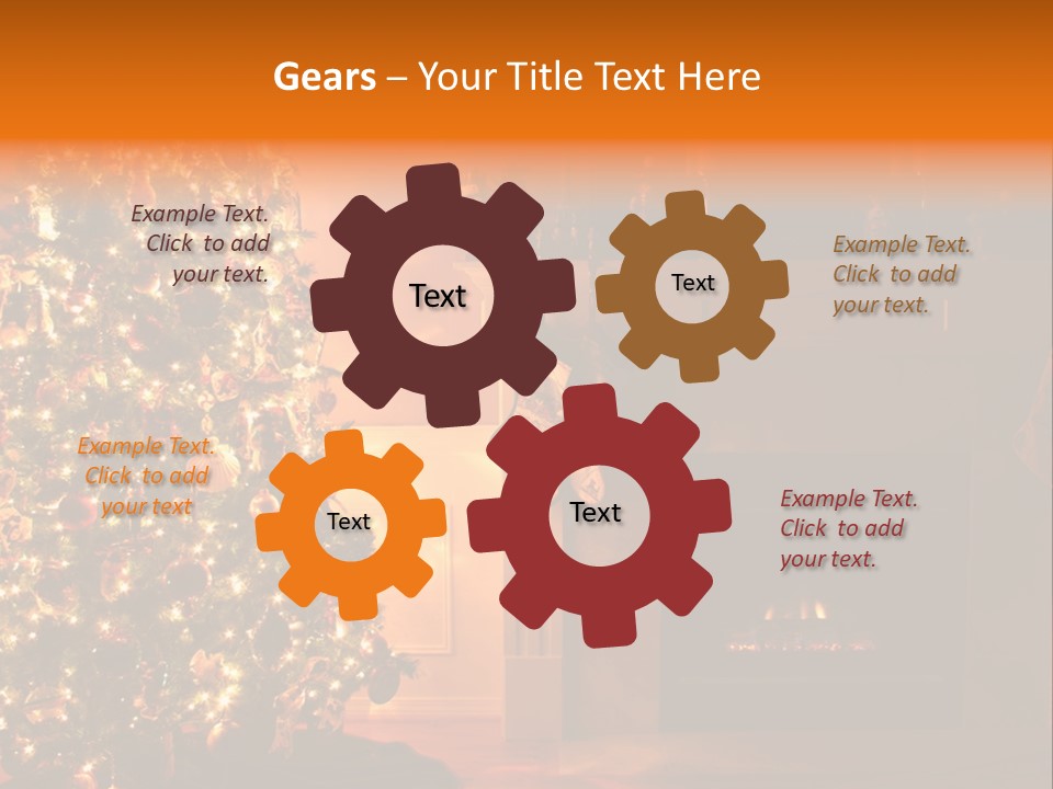 A Living Room At Christmastime Lit Only By The Fire And Christmas Tree. PowerPoint Template