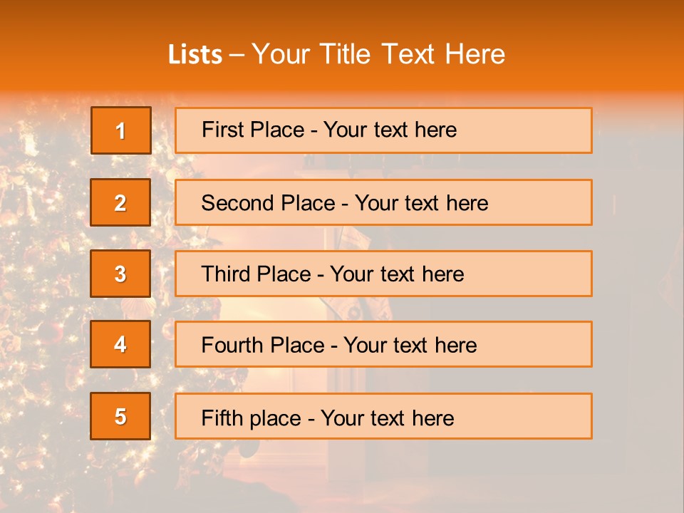 A Living Room At Christmastime Lit Only By The Fire And Christmas Tree. PowerPoint Template