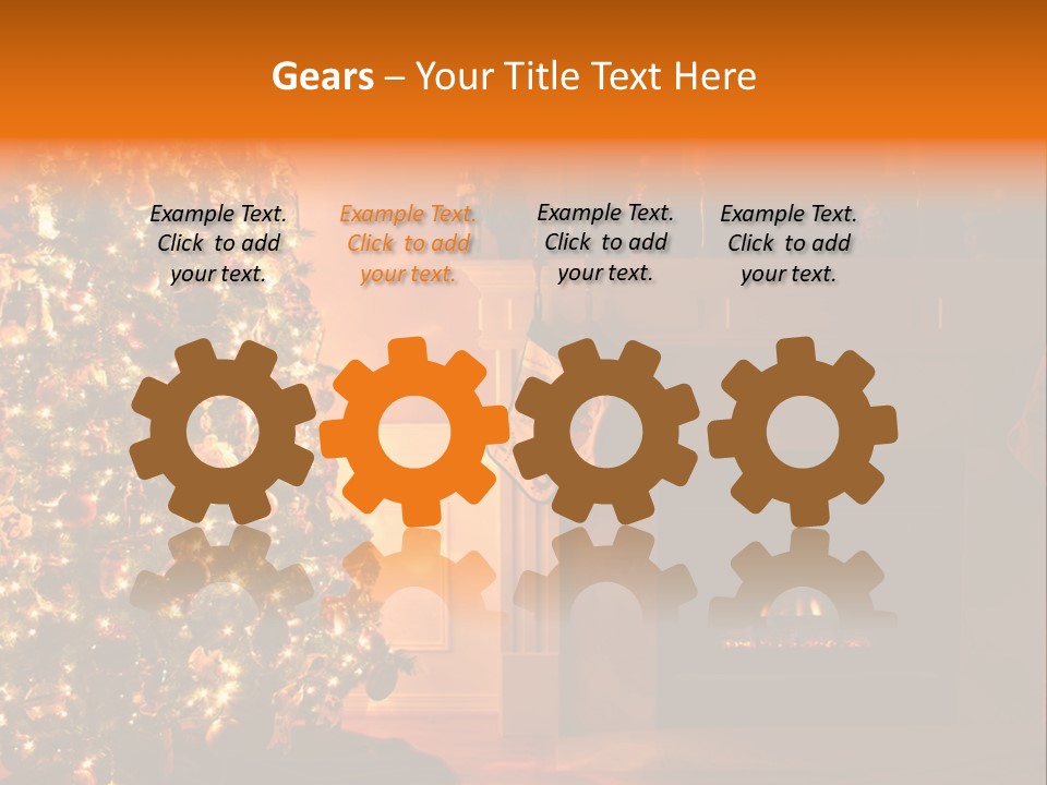 A Living Room At Christmastime Lit Only By The Fire And Christmas Tree. PowerPoint Template