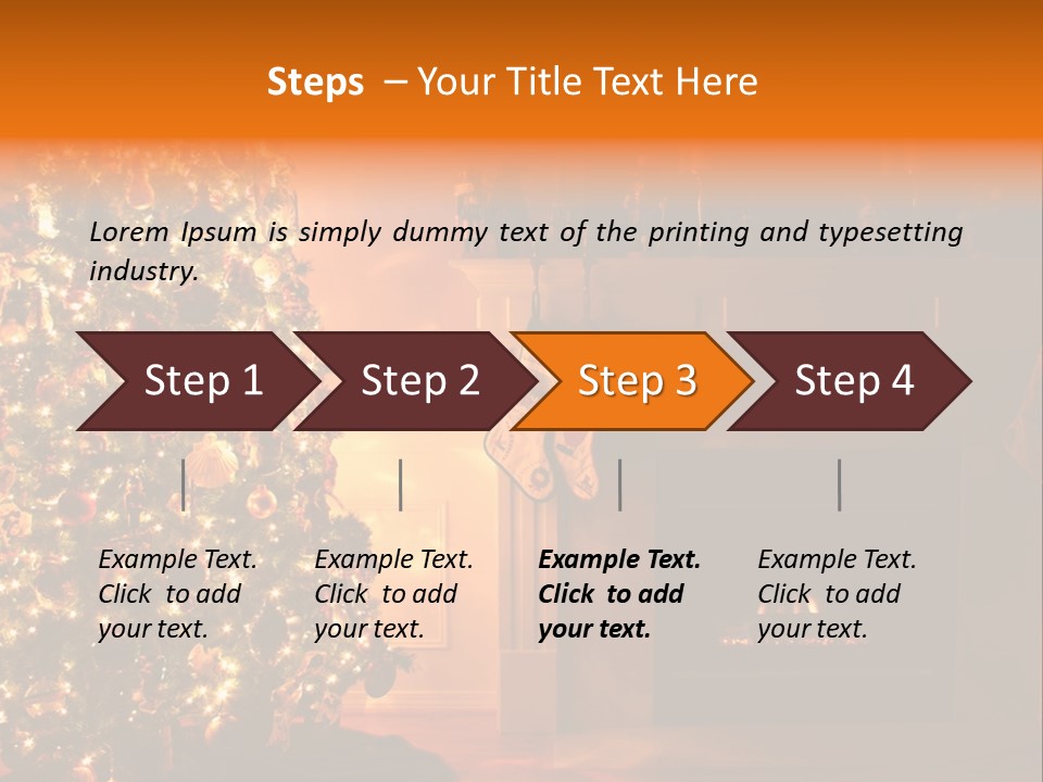 A Living Room At Christmastime Lit Only By The Fire And Christmas Tree. PowerPoint Template