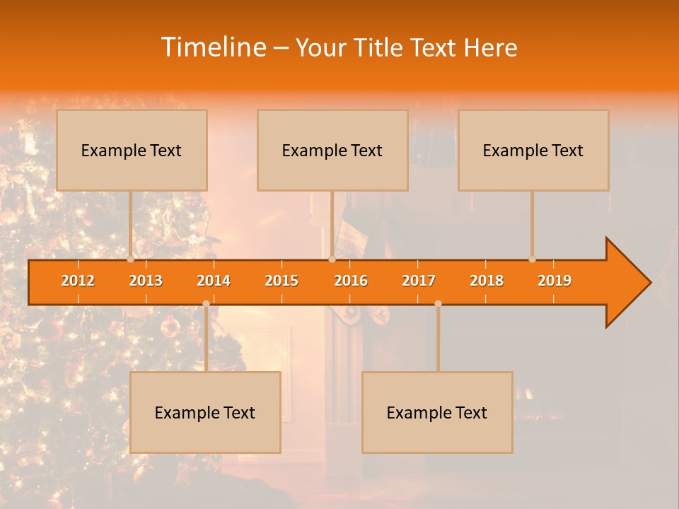 A Living Room At Christmastime Lit Only By The Fire And Christmas Tree. PowerPoint Template