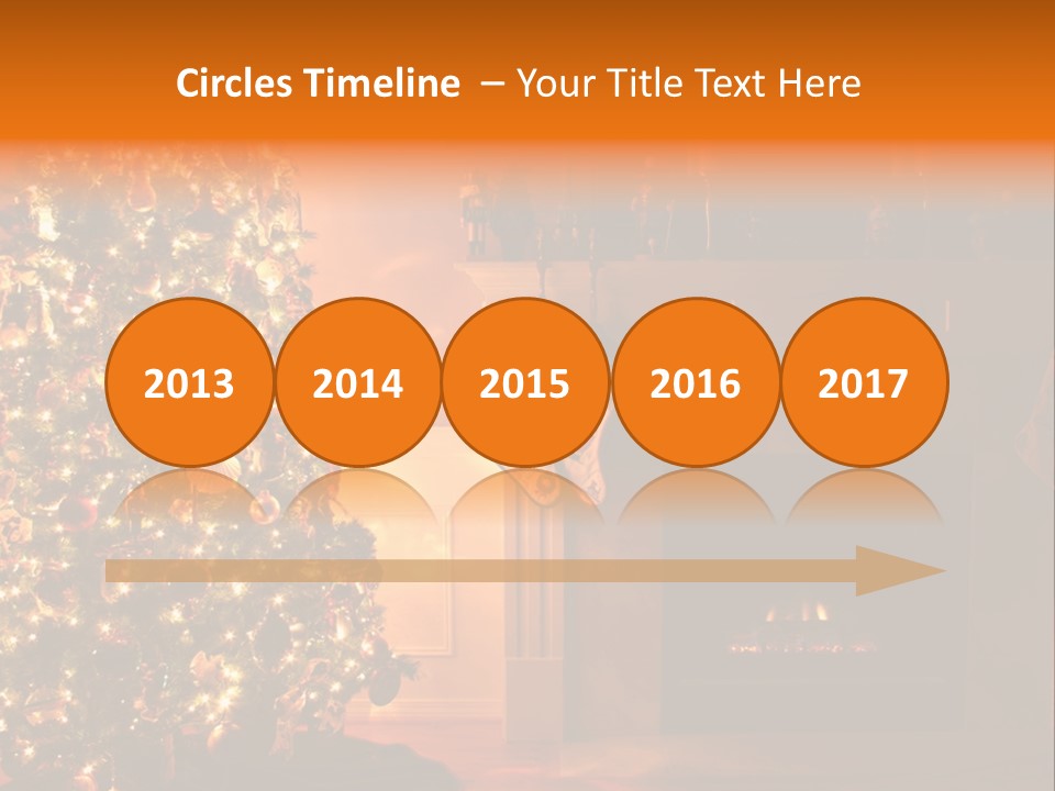 A Living Room At Christmastime Lit Only By The Fire And Christmas Tree. PowerPoint Template