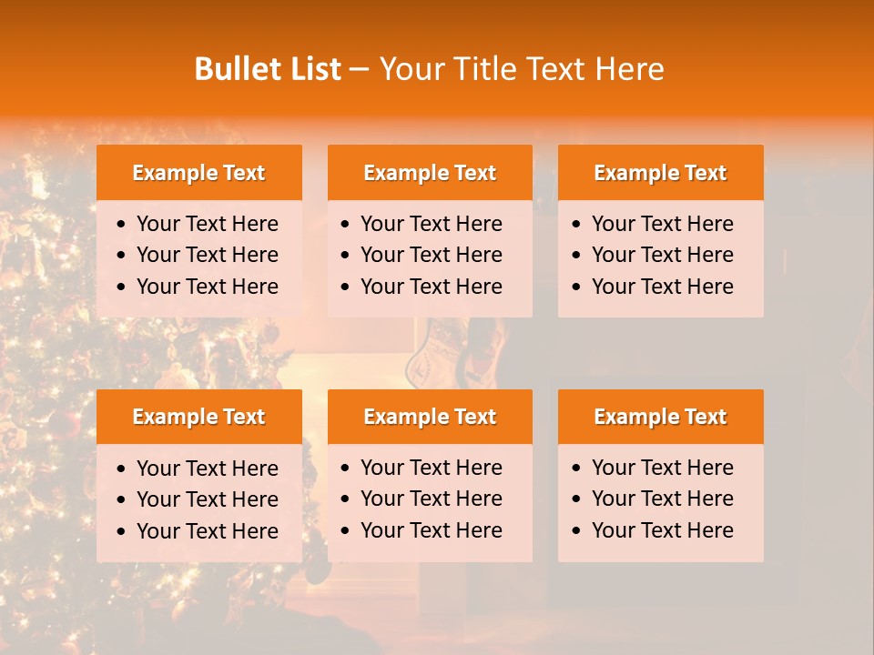 A Living Room At Christmastime Lit Only By The Fire And Christmas Tree. PowerPoint Template