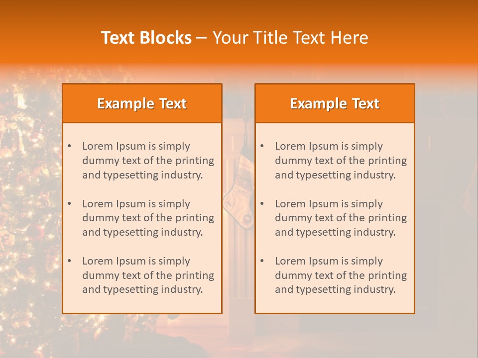 A Living Room At Christmastime Lit Only By The Fire And Christmas Tree. PowerPoint Template