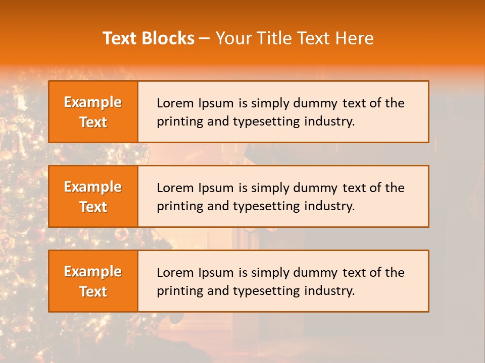 A Living Room At Christmastime Lit Only By The Fire And Christmas Tree. PowerPoint Template