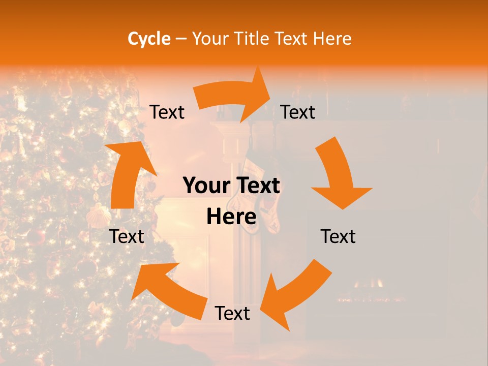 A Living Room At Christmastime Lit Only By The Fire And Christmas Tree. PowerPoint Template