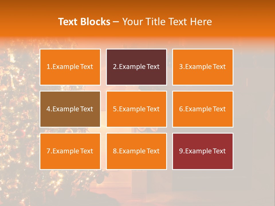 A Living Room At Christmastime Lit Only By The Fire And Christmas Tree. PowerPoint Template