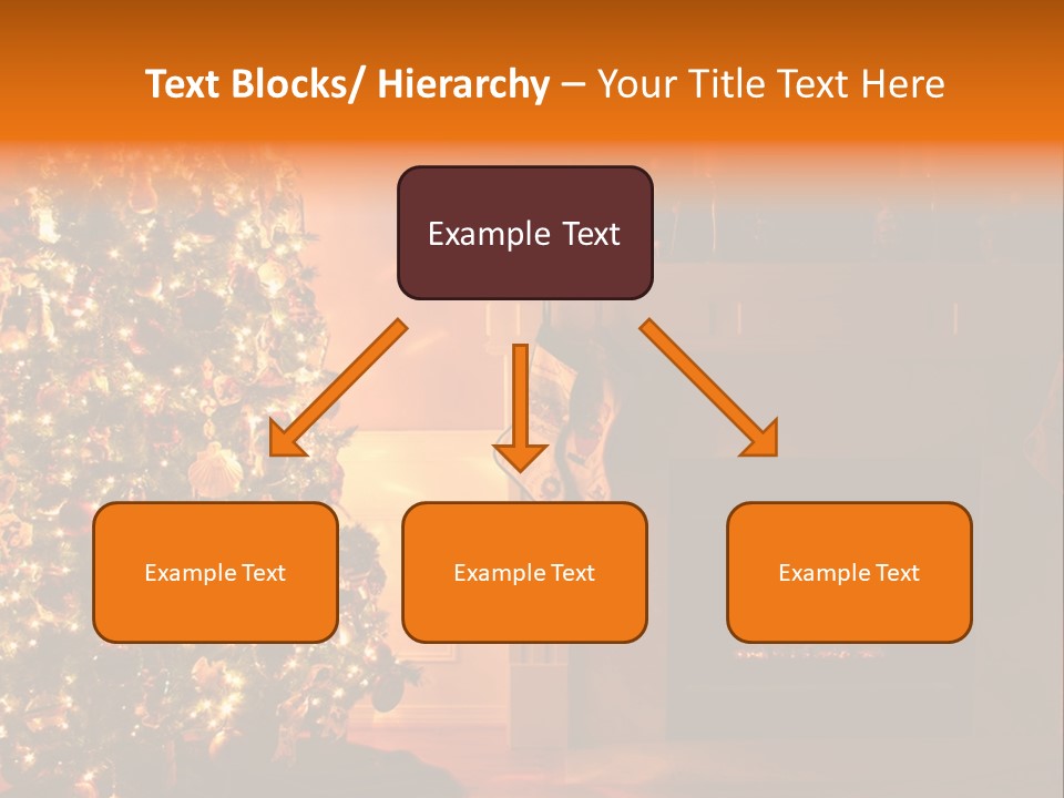 A Living Room At Christmastime Lit Only By The Fire And Christmas Tree. PowerPoint Template