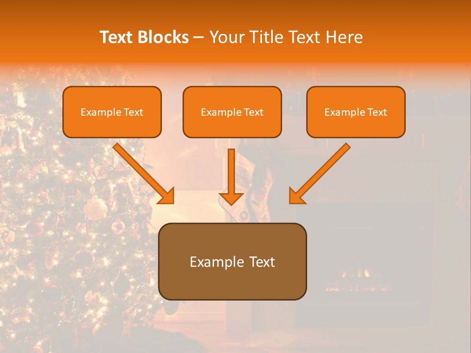 A Living Room At Christmastime Lit Only By The Fire And Christmas Tree. PowerPoint Template