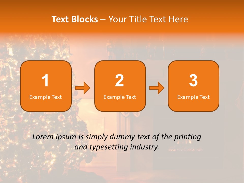 A Living Room At Christmastime Lit Only By The Fire And Christmas Tree. PowerPoint Template
