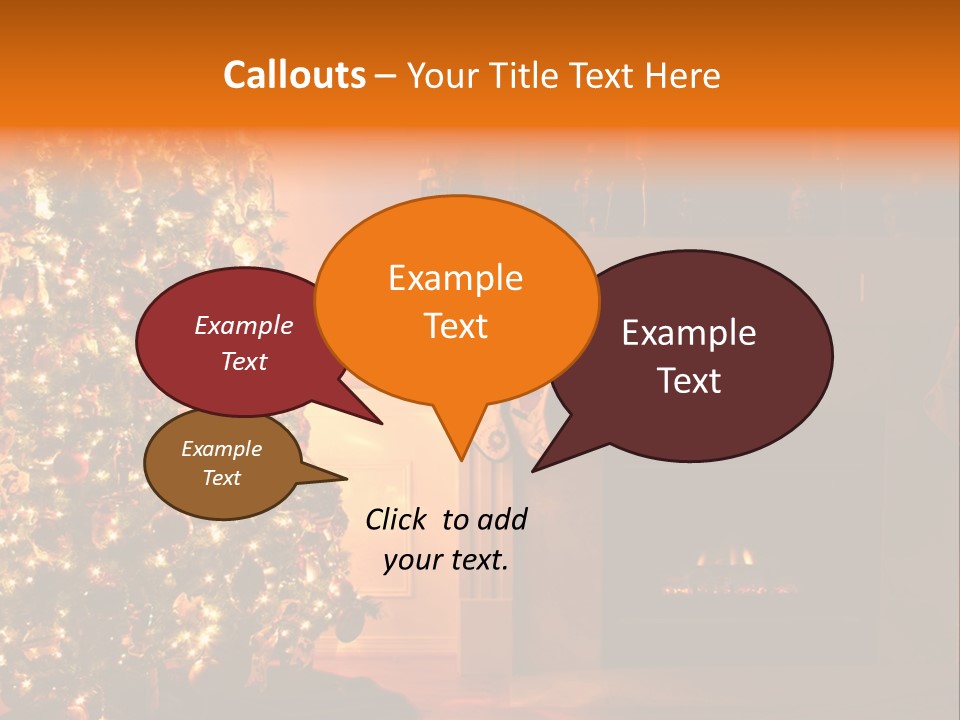 A Living Room At Christmastime Lit Only By The Fire And Christmas Tree. PowerPoint Template