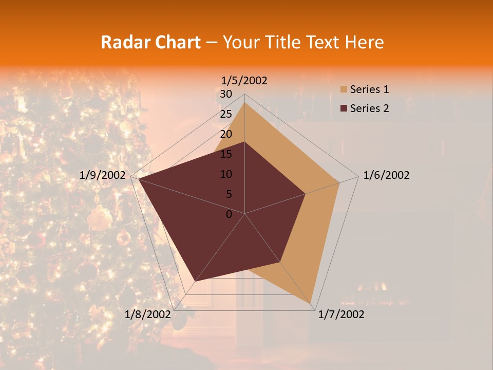 A Living Room At Christmastime Lit Only By The Fire And Christmas Tree. PowerPoint Template