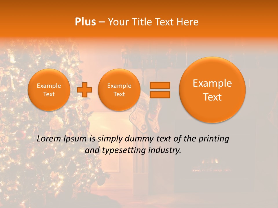 A Living Room At Christmastime Lit Only By The Fire And Christmas Tree. PowerPoint Template