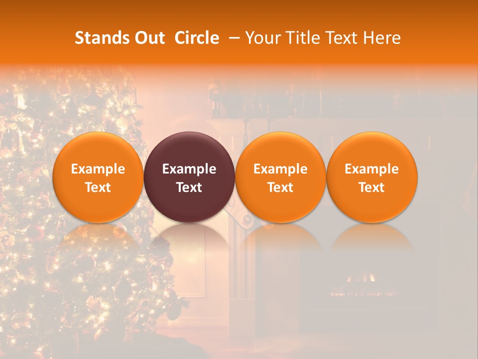A Living Room At Christmastime Lit Only By The Fire And Christmas Tree. PowerPoint Template