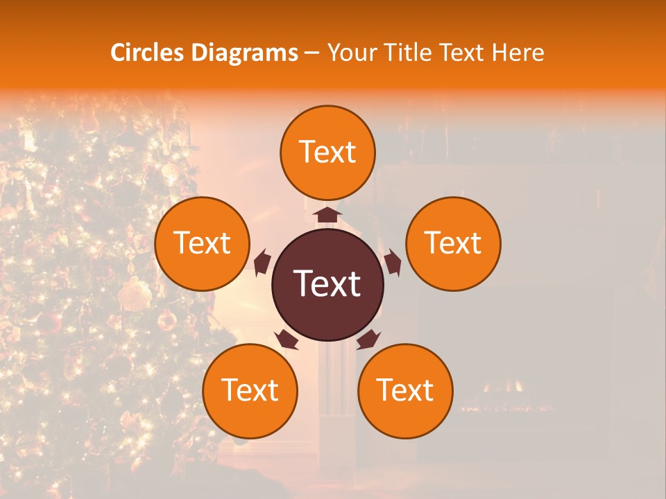 A Living Room At Christmastime Lit Only By The Fire And Christmas Tree. PowerPoint Template