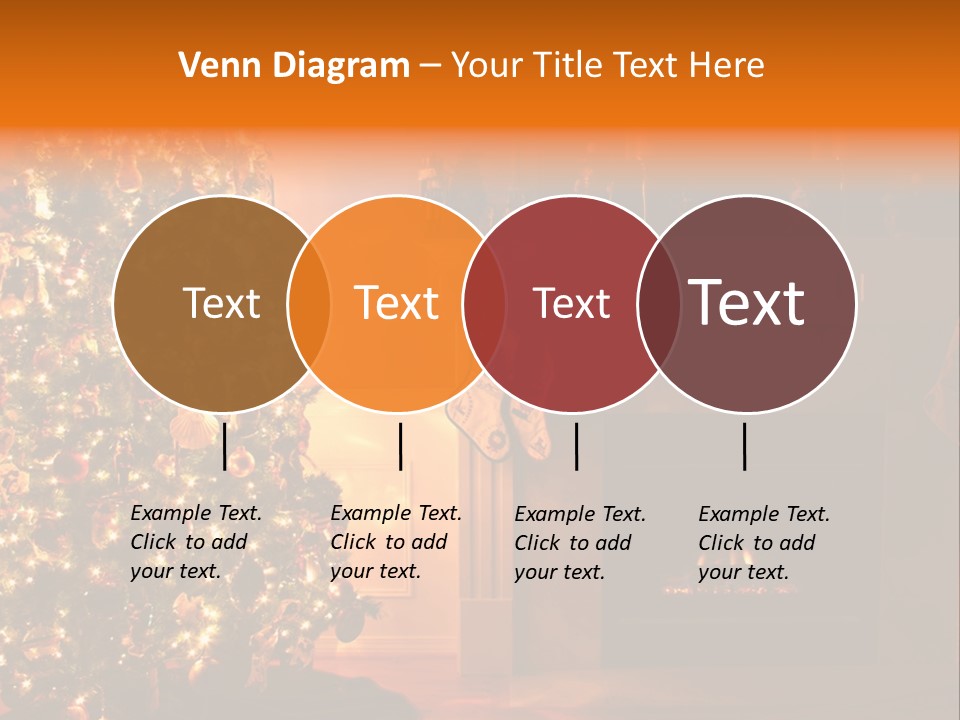 A Living Room At Christmastime Lit Only By The Fire And Christmas Tree. PowerPoint Template