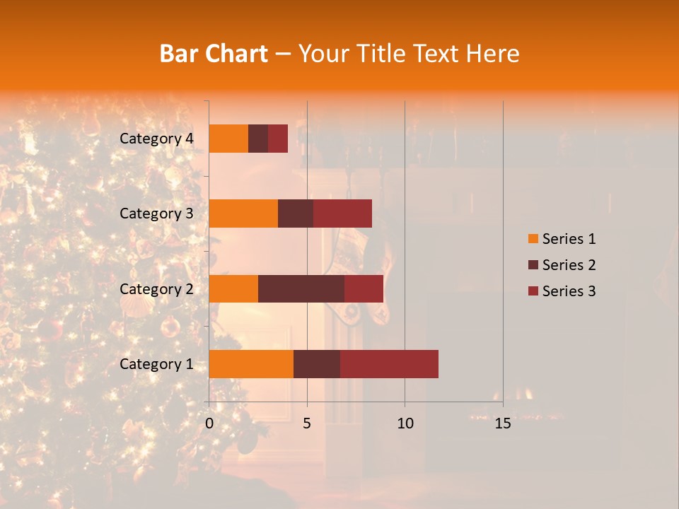 A Living Room At Christmastime Lit Only By The Fire And Christmas Tree. PowerPoint Template