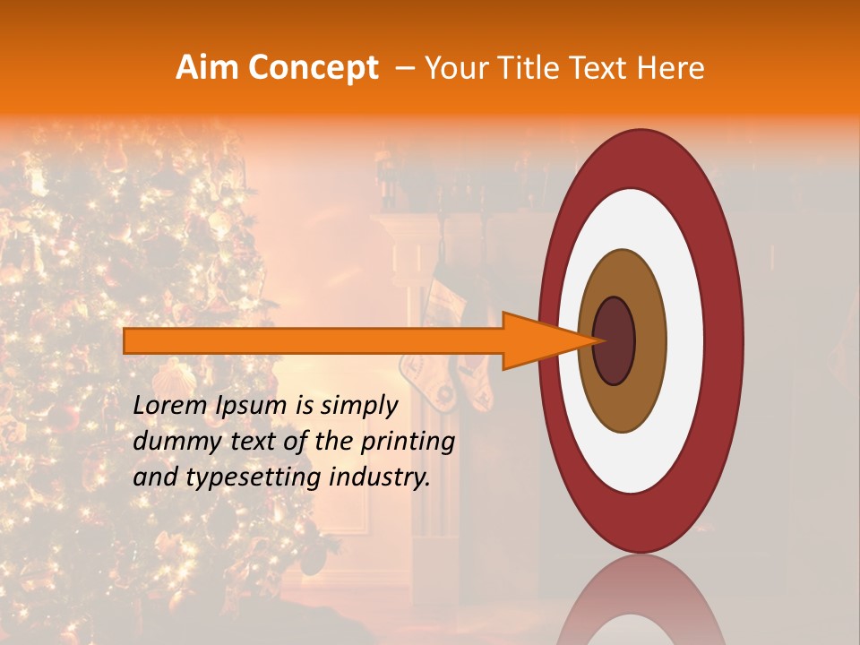 A Living Room At Christmastime Lit Only By The Fire And Christmas Tree. PowerPoint Template