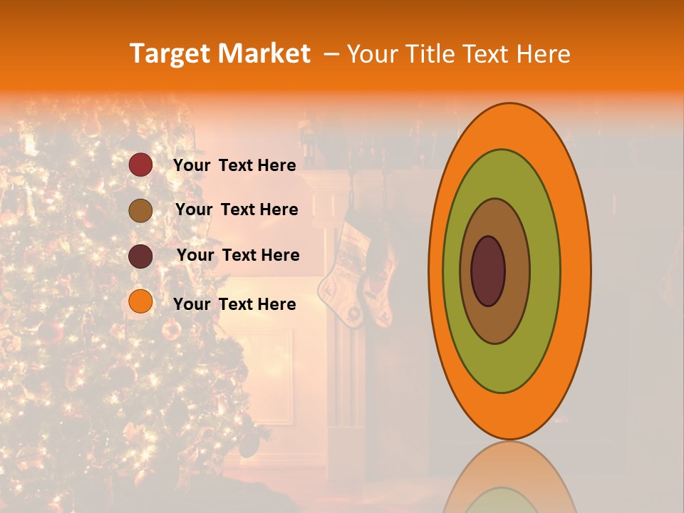 A Living Room At Christmastime Lit Only By The Fire And Christmas Tree. PowerPoint Template