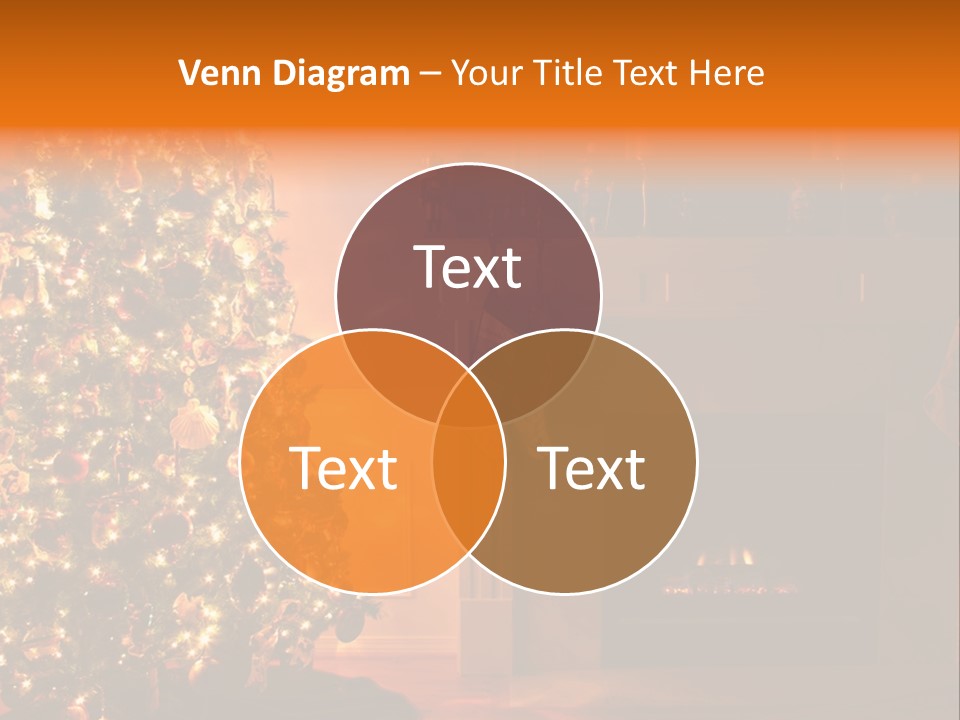 A Living Room At Christmastime Lit Only By The Fire And Christmas Tree. PowerPoint Template