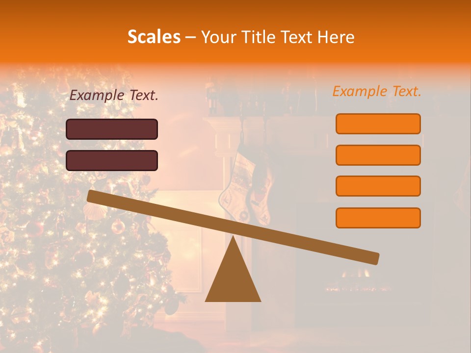 A Living Room At Christmastime Lit Only By The Fire And Christmas Tree. PowerPoint Template