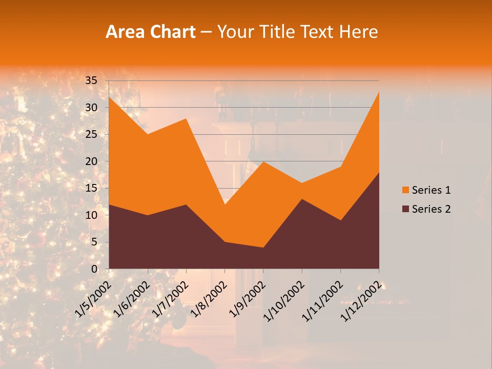 A Living Room At Christmastime Lit Only By The Fire And Christmas Tree. PowerPoint Template