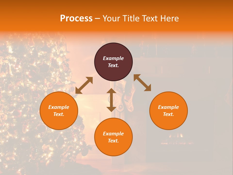 A Living Room At Christmastime Lit Only By The Fire And Christmas Tree. PowerPoint Template