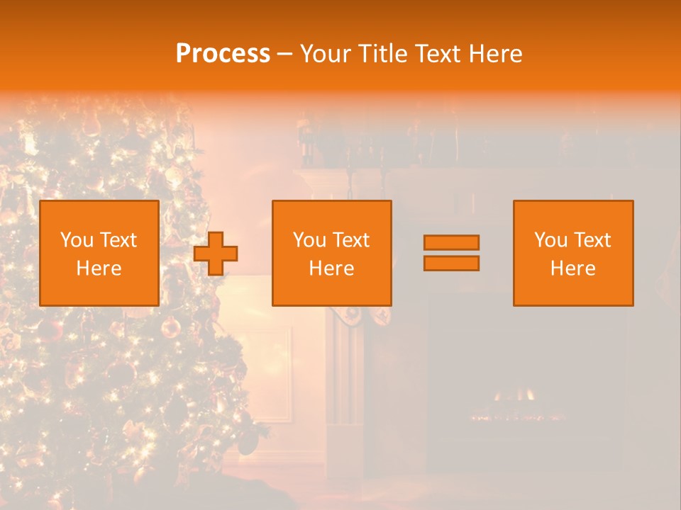 A Living Room At Christmastime Lit Only By The Fire And Christmas Tree. PowerPoint Template