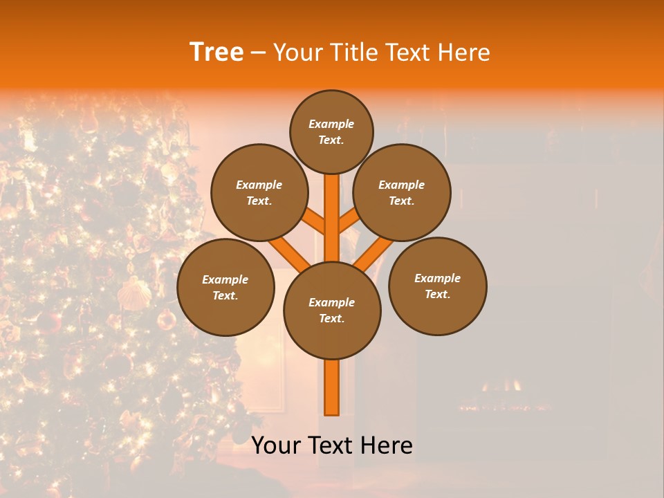 A Living Room At Christmastime Lit Only By The Fire And Christmas Tree. PowerPoint Template