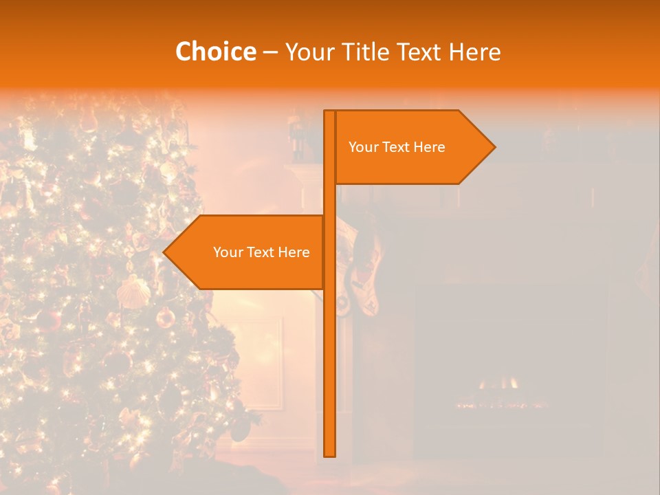 A Living Room At Christmastime Lit Only By The Fire And Christmas Tree. PowerPoint Template