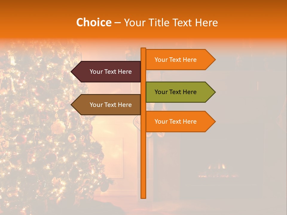 A Living Room At Christmastime Lit Only By The Fire And Christmas Tree. PowerPoint Template