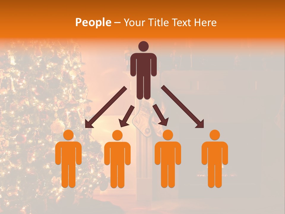 A Living Room At Christmastime Lit Only By The Fire And Christmas Tree. PowerPoint Template