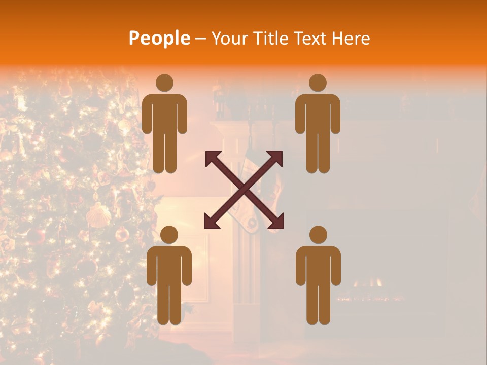 A Living Room At Christmastime Lit Only By The Fire And Christmas Tree. PowerPoint Template