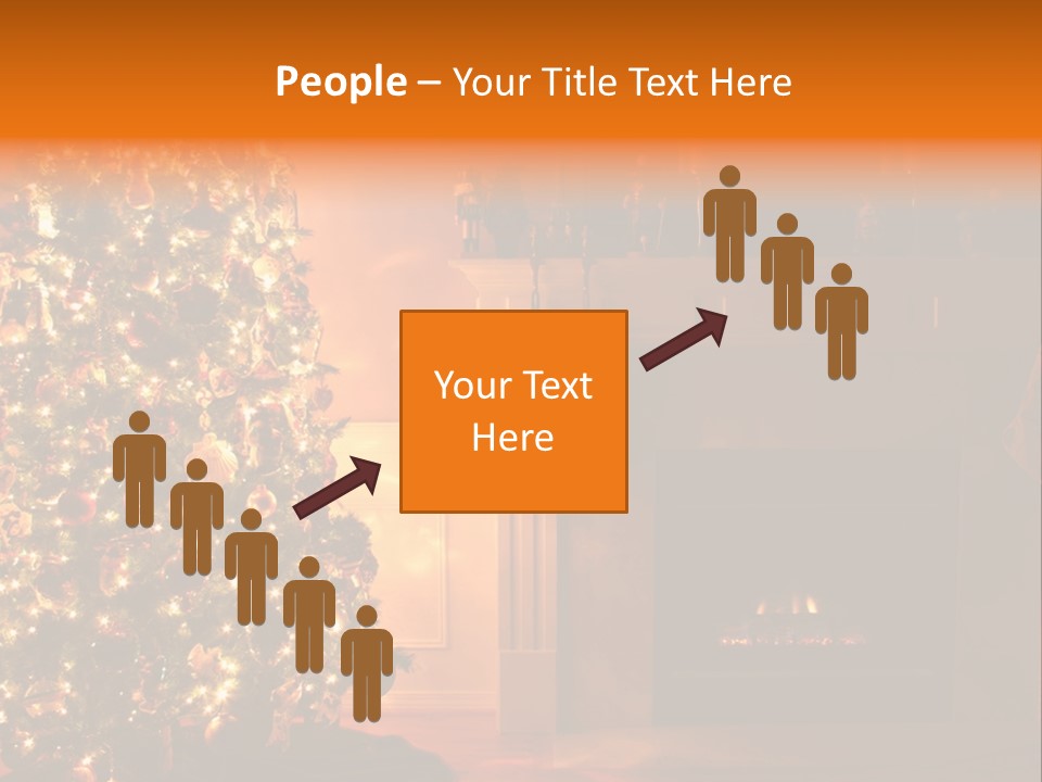 A Living Room At Christmastime Lit Only By The Fire And Christmas Tree. PowerPoint Template