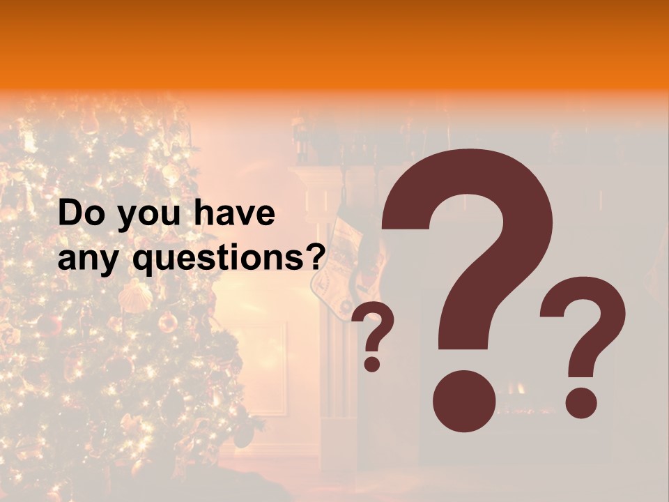 A Living Room At Christmastime Lit Only By The Fire And Christmas Tree. PowerPoint Template