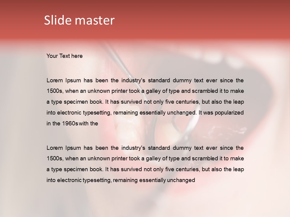 A Child With A Pair Of Scissors In Their Mouth PowerPoint Template