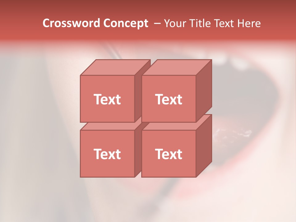 A Child With A Pair Of Scissors In Their Mouth PowerPoint Template
