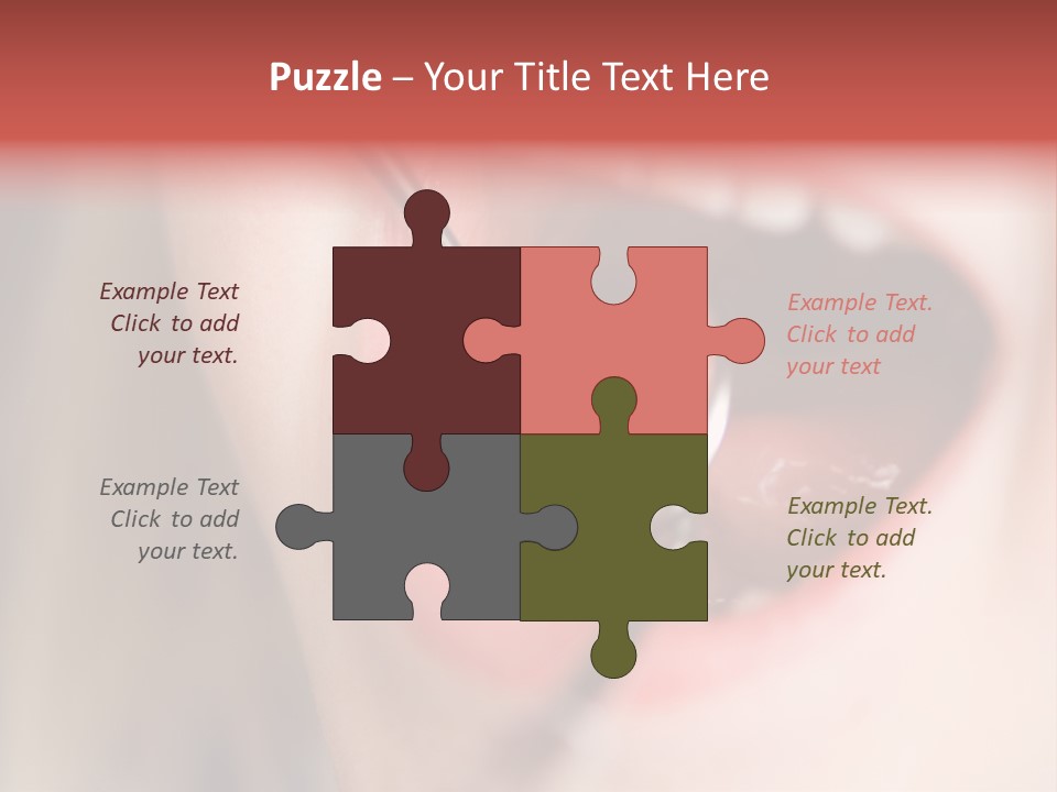 A Child With A Pair Of Scissors In Their Mouth PowerPoint Template