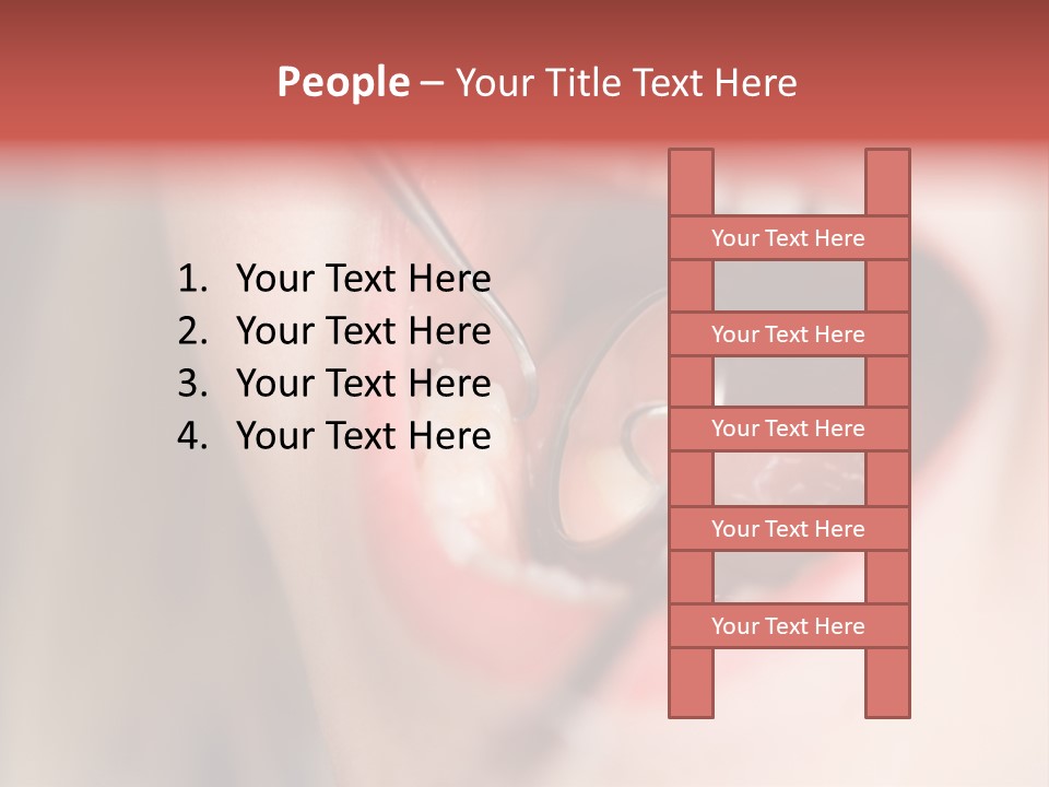 A Child With A Pair Of Scissors In Their Mouth PowerPoint Template