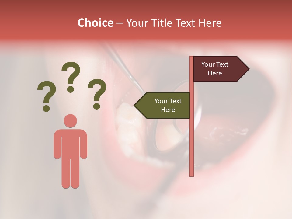 A Child With A Pair Of Scissors In Their Mouth PowerPoint Template